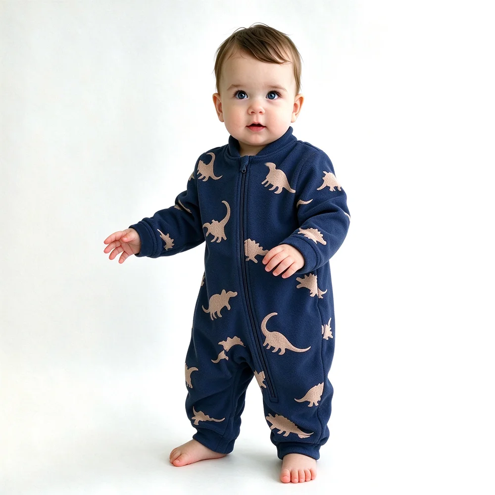 Cotton Baby Onesies Zipper - Yumuşak, Sıcak, Bebek Polar Tulumu, Sevimli