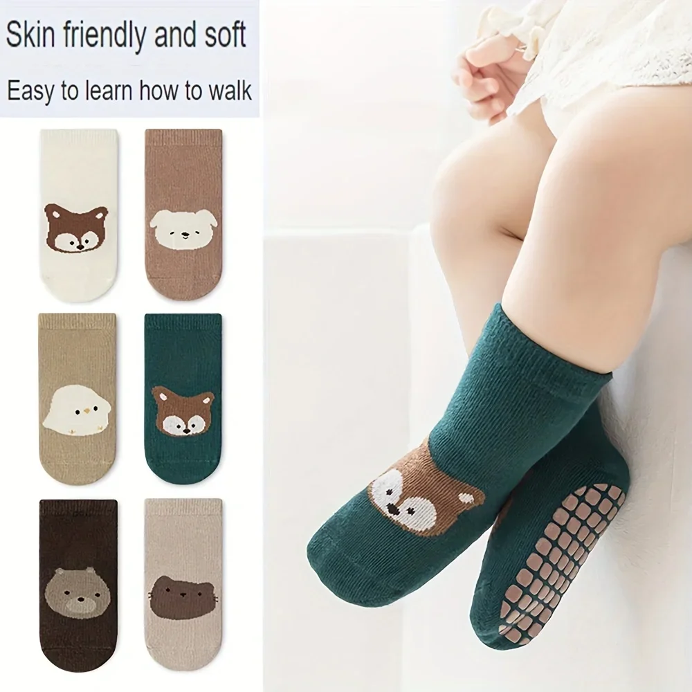 Unisex Baby Socks Non Slip - 6 Çift Sonbahar ve Kışlık, Geniş