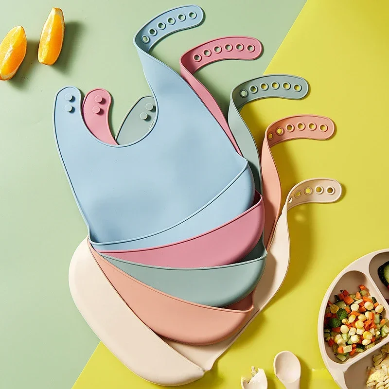 Waterproof Baby Bibs Silicone - 1 Adet Düz Renkli Silikon Bebek