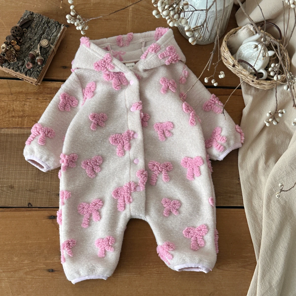 Bebek Kız Çocuk Kapüşonlu Tulu - Newborn Baby Girl Romper Floral incelemesi ve fiyatı