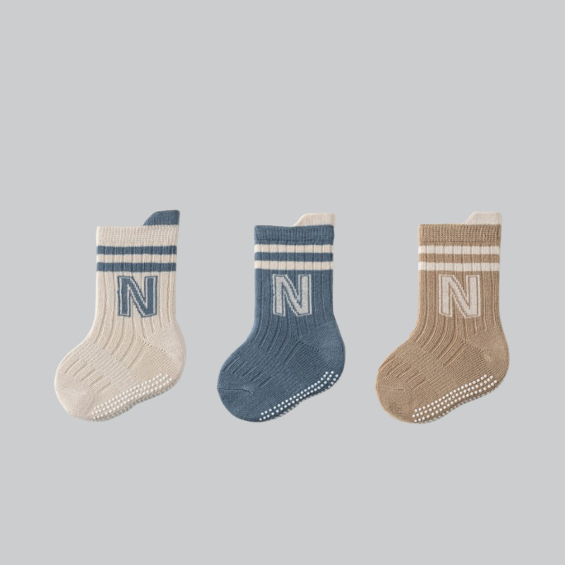 3 çift/grup çocuk Pamuk Mektup - Unisex Baby Socks Non Slip incelemesi ve fiyatı